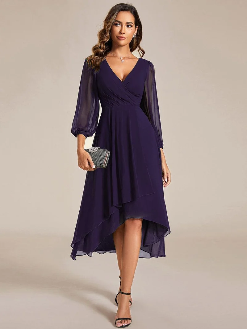 ever BRIAR|Robe invitée mariage midi en mousseline coupe portefeuille à manches longues