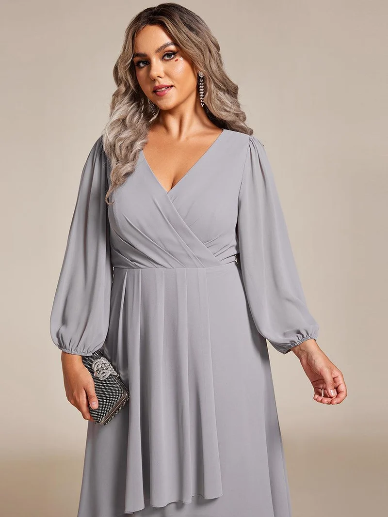 ever BRIAR|Robe invitée mariage midi en mousseline coupe portefeuille à manches longues