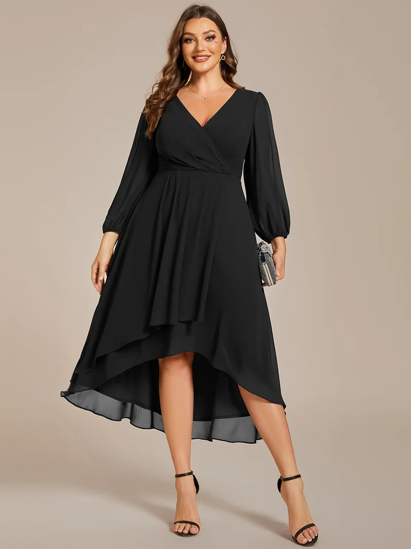ever BRIAR|Robe invitée mariage midi en mousseline coupe portefeuille à manches longues