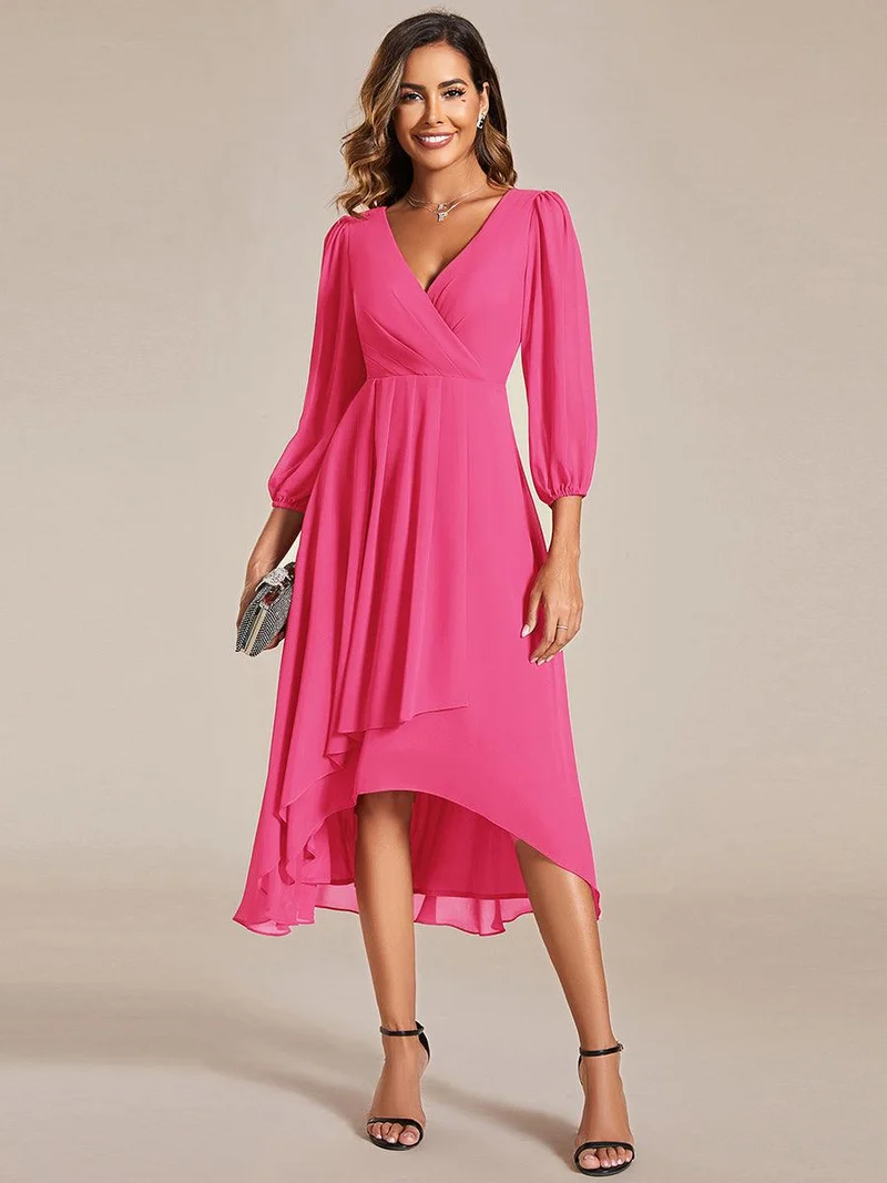 ever BRIAR|Robe invitée mariage midi en mousseline coupe portefeuille à manches longues