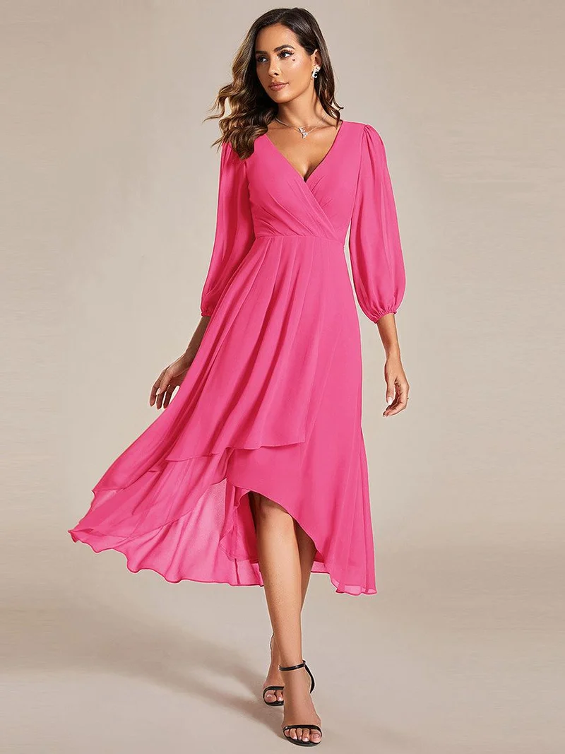 ever BRIAR|Robe invitée mariage midi en mousseline coupe portefeuille à manches longues