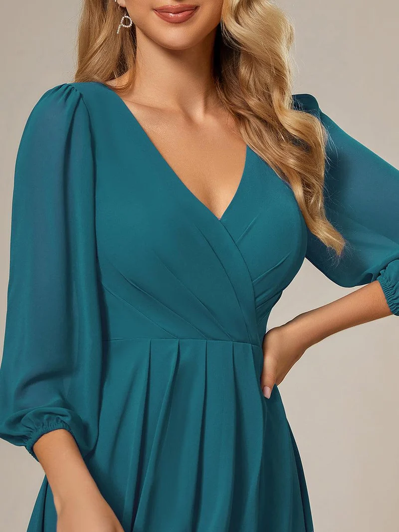 ever BRIAR|Robe invitée mariage midi en mousseline coupe portefeuille à manches longues