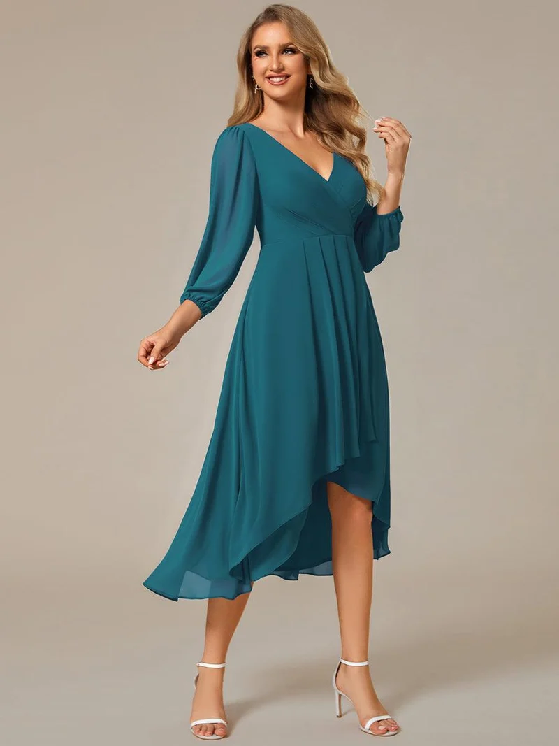 ever BRIAR|Robe invitée mariage midi en mousseline coupe portefeuille à manches longues