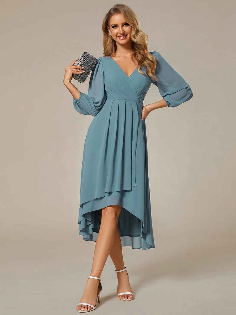 ever BRIAR|Robe invitée mariage midi en mousseline coupe portefeuille à manches longues