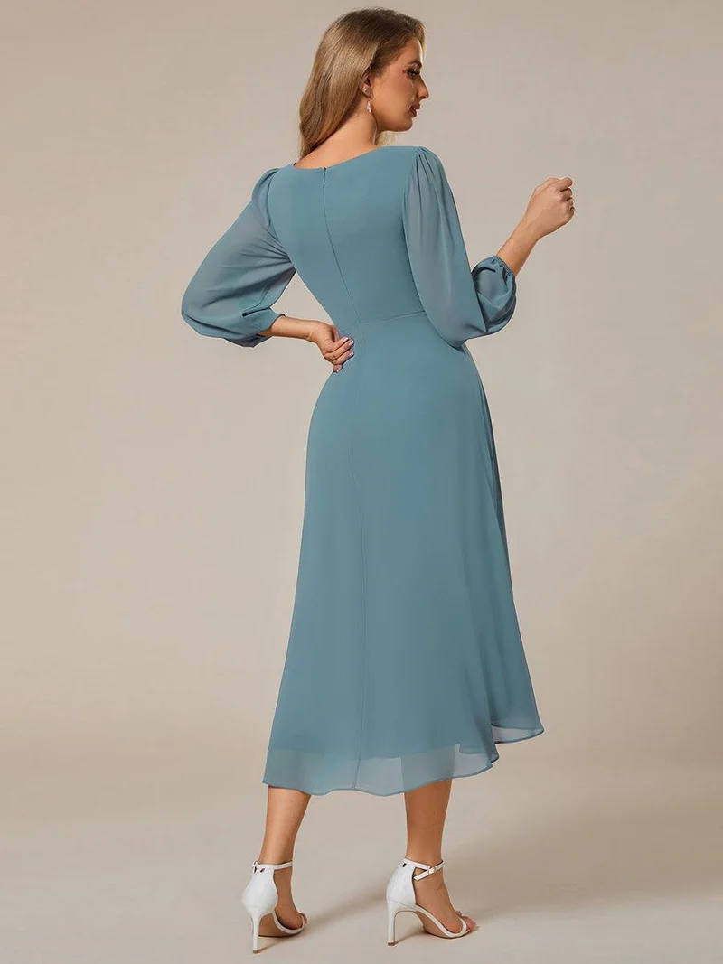 ever BRIAR|Robe invitée mariage midi en mousseline coupe portefeuille à manches longues