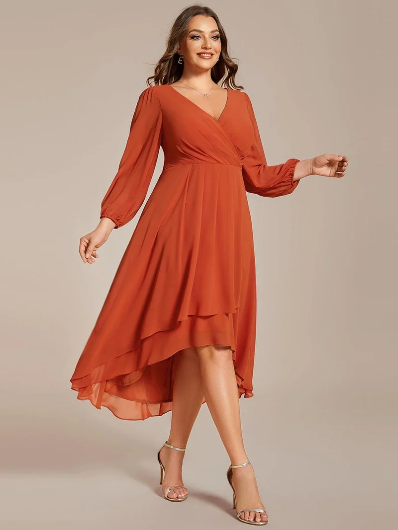 ever BRIAR|Robe invitée mariage midi en mousseline coupe portefeuille à manches longues