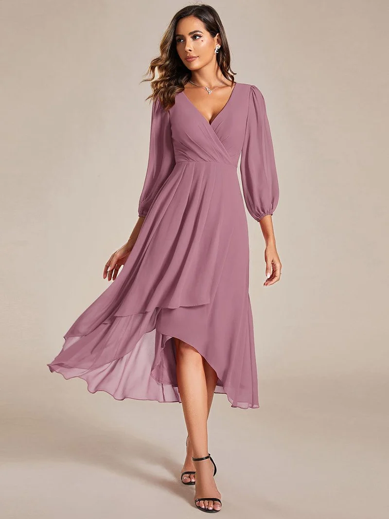 ever BRIAR|Robe invitée mariage midi en mousseline coupe portefeuille à manches longues