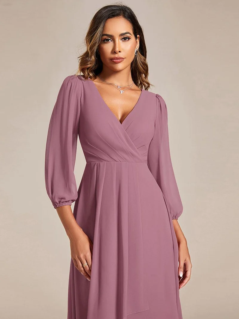 ever BRIAR|Robe invitée mariage midi en mousseline coupe portefeuille à manches longues