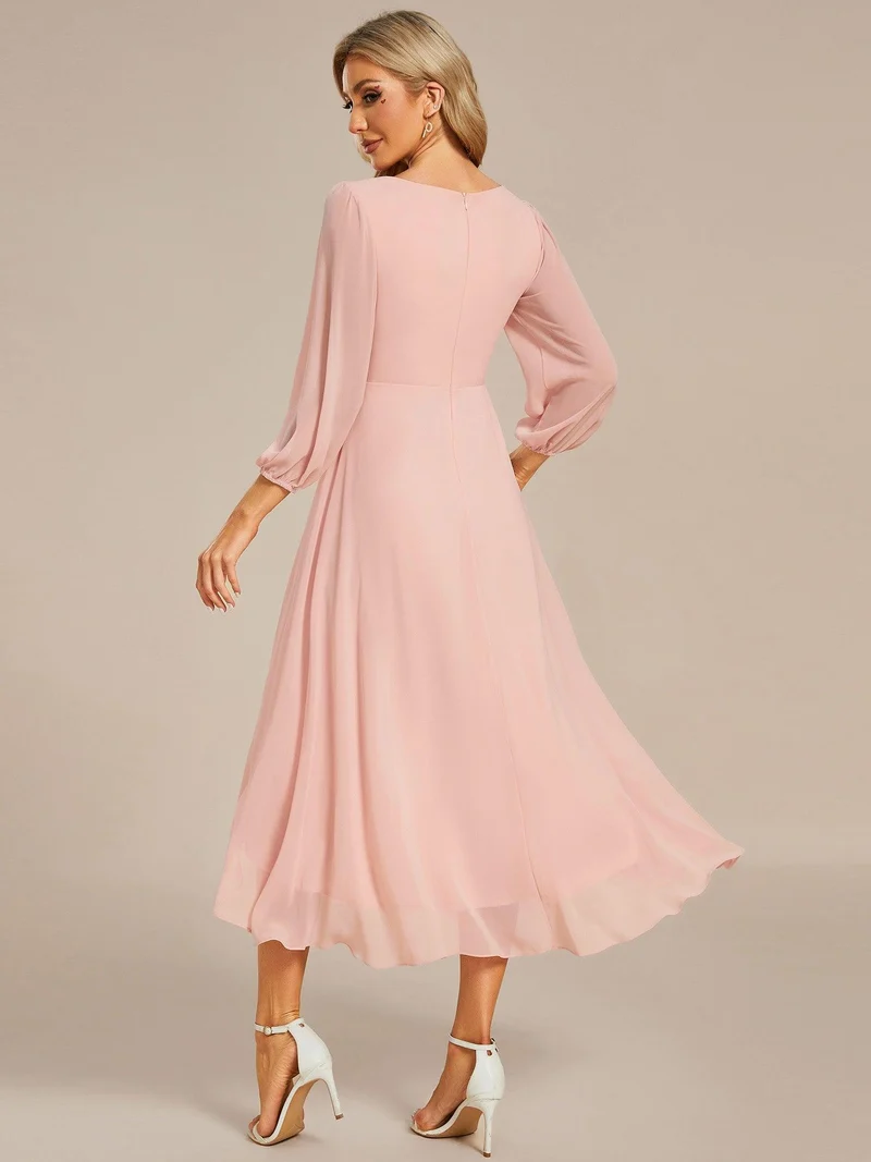 ever BRIAR|Robe invitée mariage midi en mousseline coupe portefeuille à manches longues