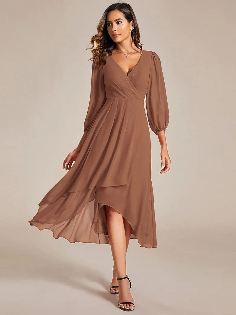 ever BRIAR|Robe invitée mariage midi en mousseline coupe portefeuille à manches longues