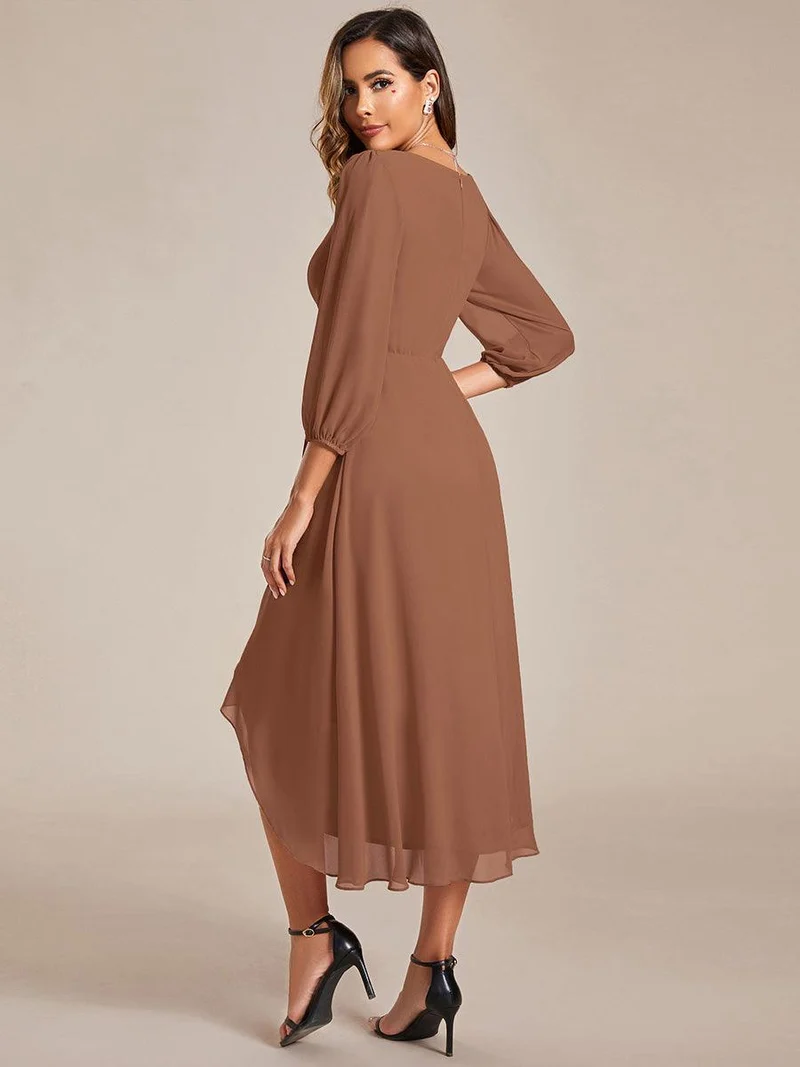 ever BRIAR|Robe invitée mariage midi en mousseline coupe portefeuille à manches longues