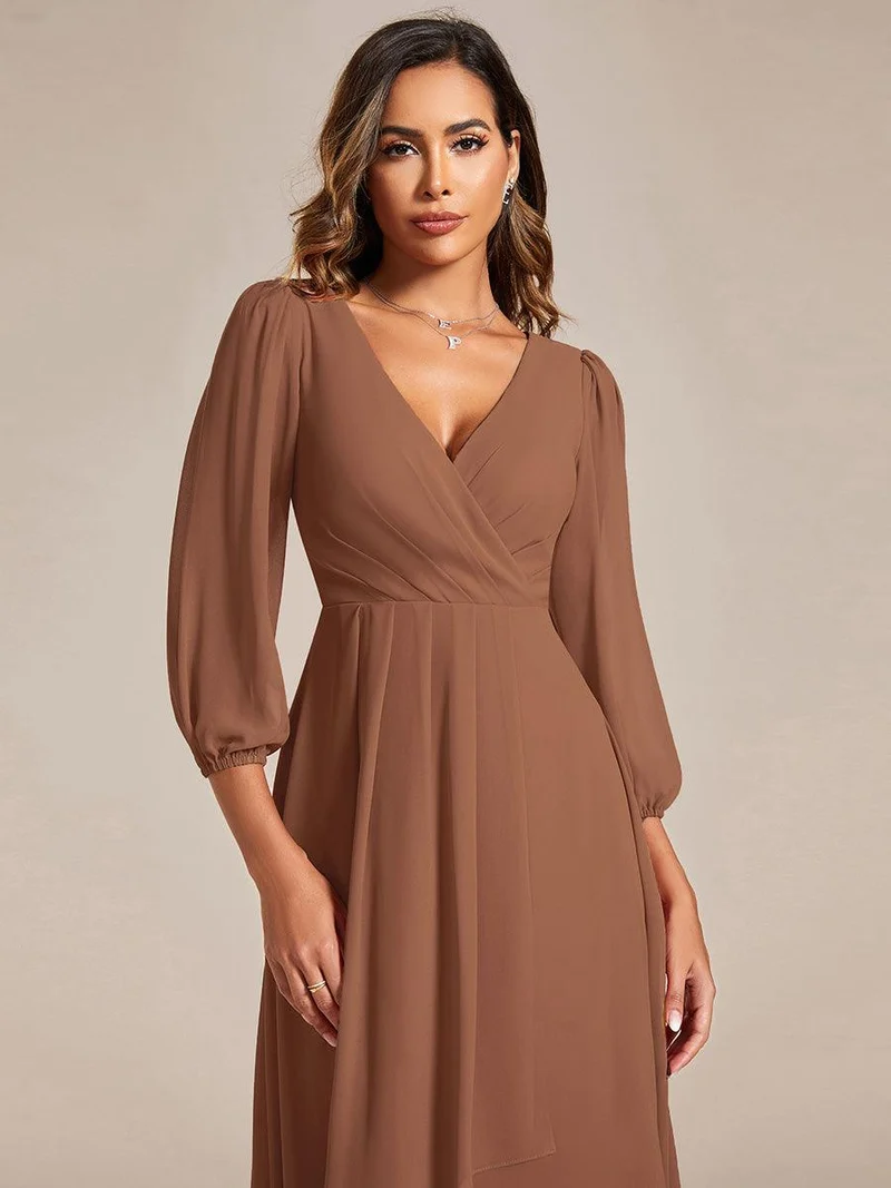 ever BRIAR|Robe invitée mariage midi en mousseline coupe portefeuille à manches longues