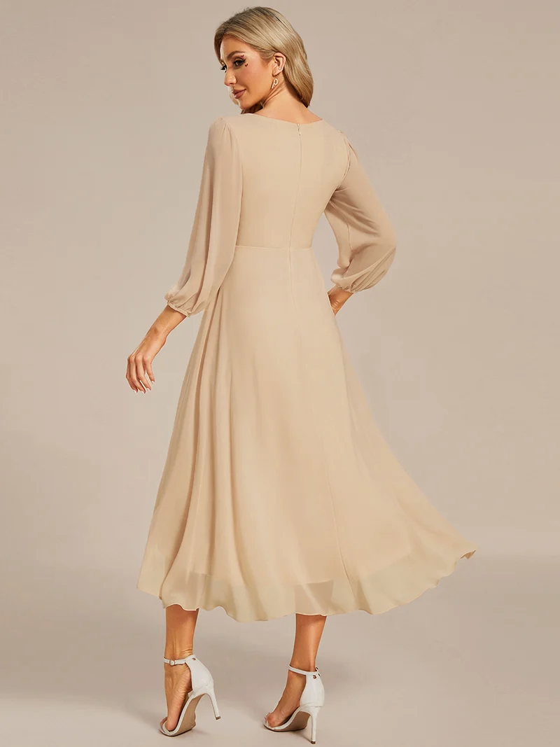 ever BRIAR|Robe invitée mariage midi en mousseline coupe portefeuille à manches longues