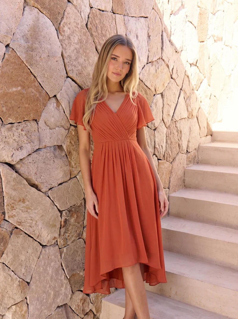 ever FAYE|Robe d'invité de mariage chic à col en V