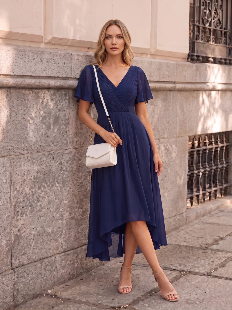 ever FAYE|Robe d'invité de mariage chic à col en V