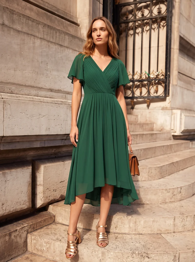 ever FAYE|Robe d'invité de mariage chic à col en V