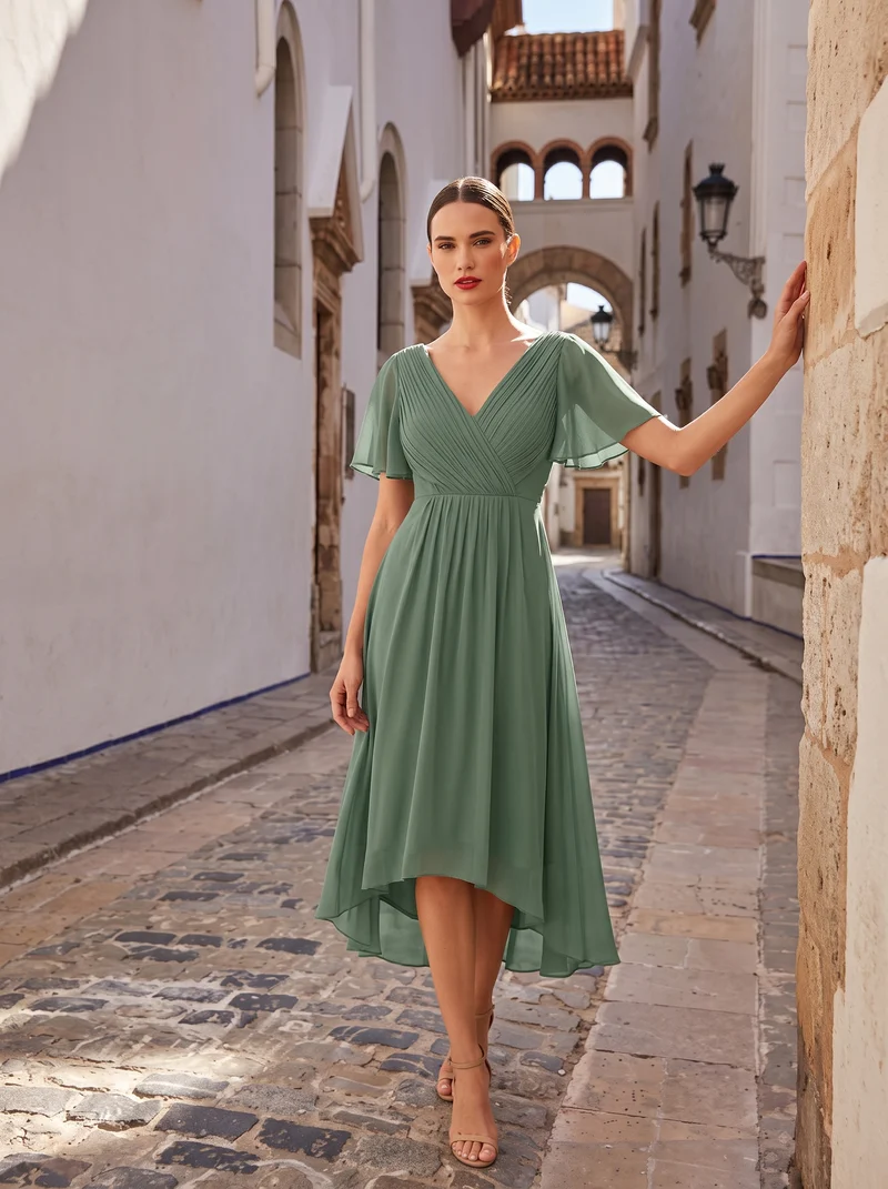 ever FAYE|Robe d'invité de mariage chic à col en V