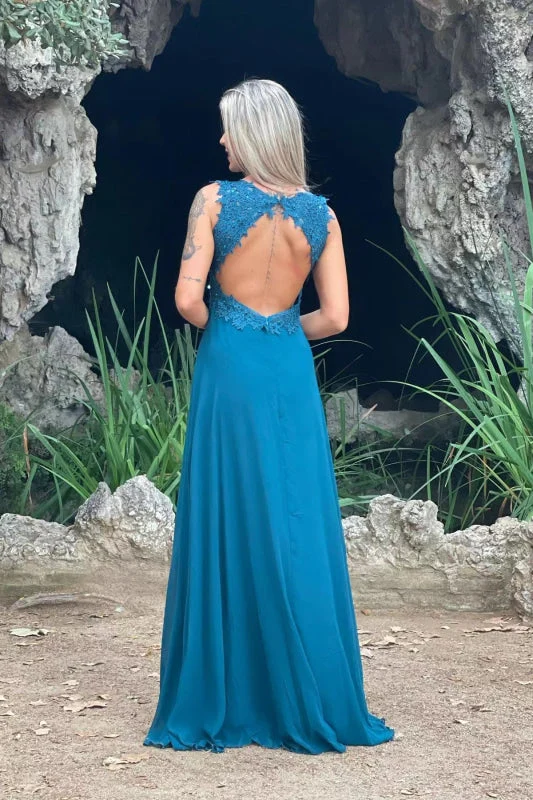 Robe de bal rouge vintage élégante à col en V, fendue jusqu'aux cuisses et délicates applications