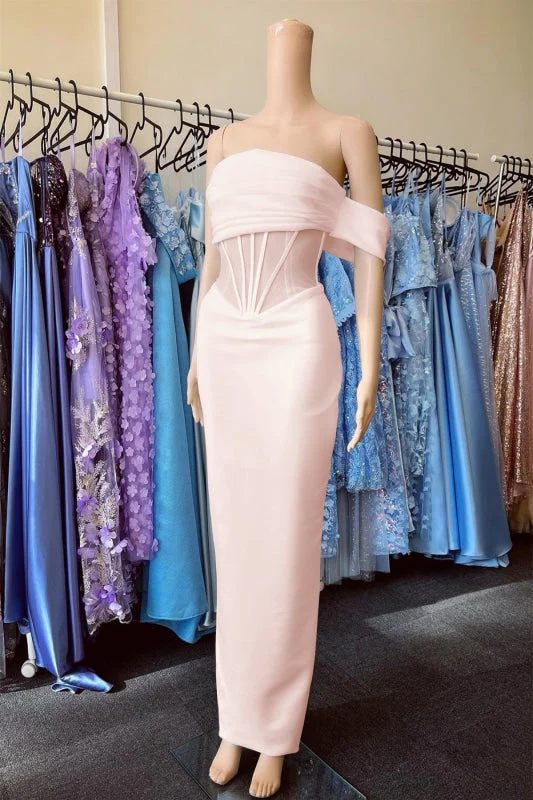 Robe de bal sirène blanche élégante, épaules dénudées, sans bretelles, plissée