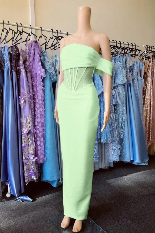 Robe de bal sirène blanche élégante, épaules dénudées, sans bretelles, plissée