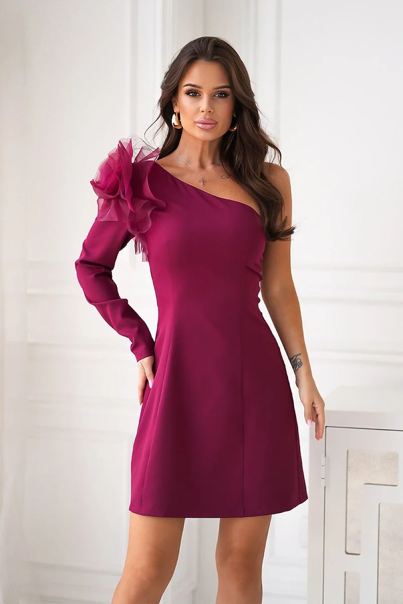 Robe de soirée courte bordeaux chic