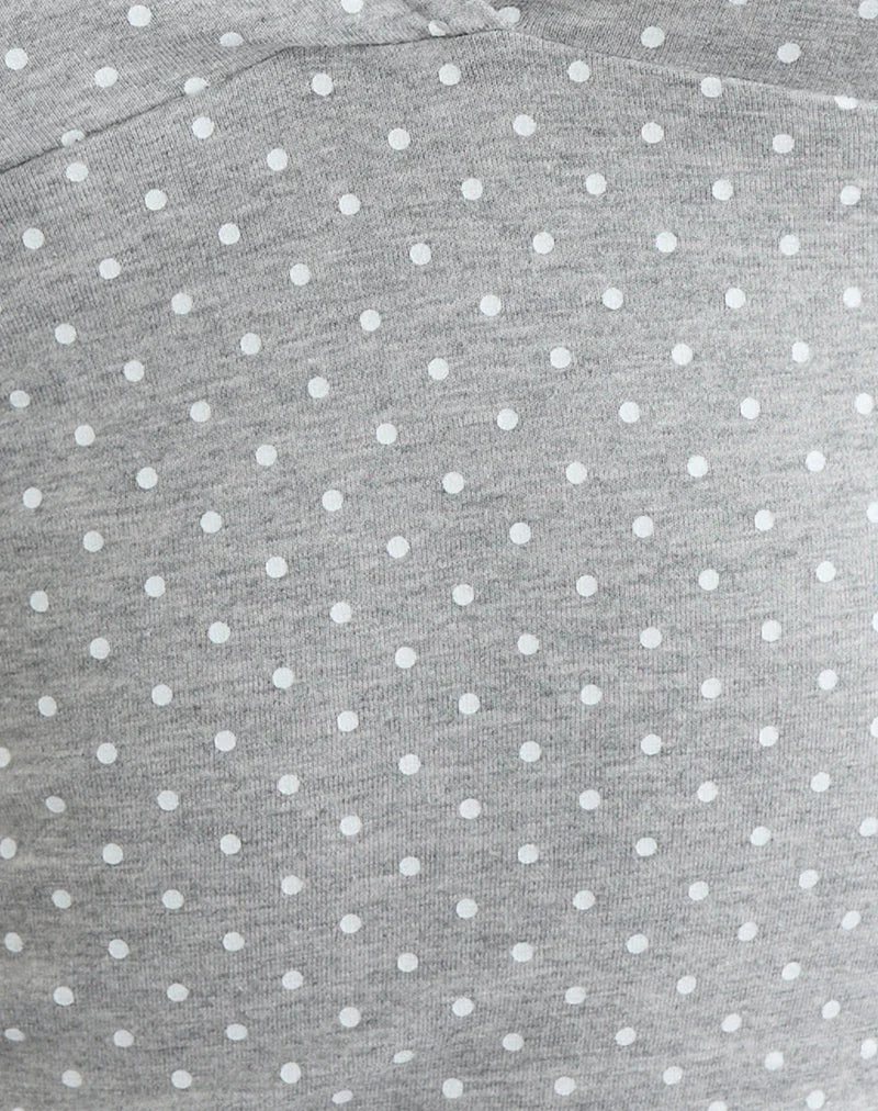 Haut à manches trois-quarts Netacy, gris chiné à micro-pois blancs