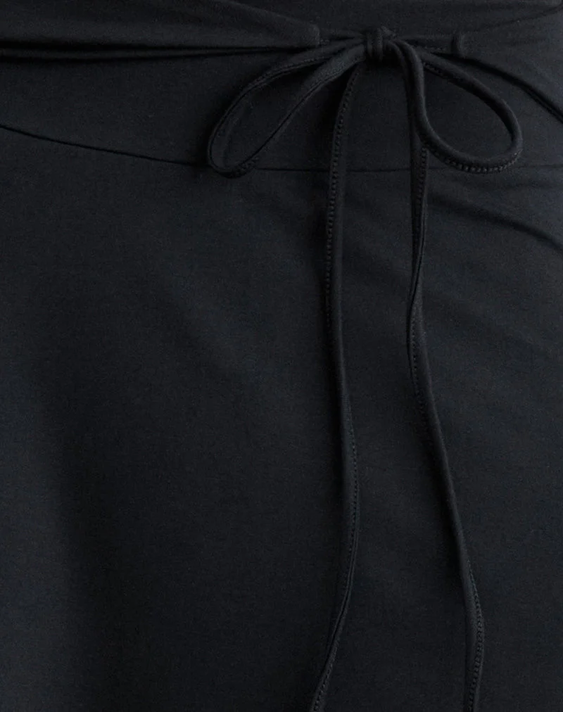 Jupe midi « Nestapa » à nouer à la taille, couleur noire