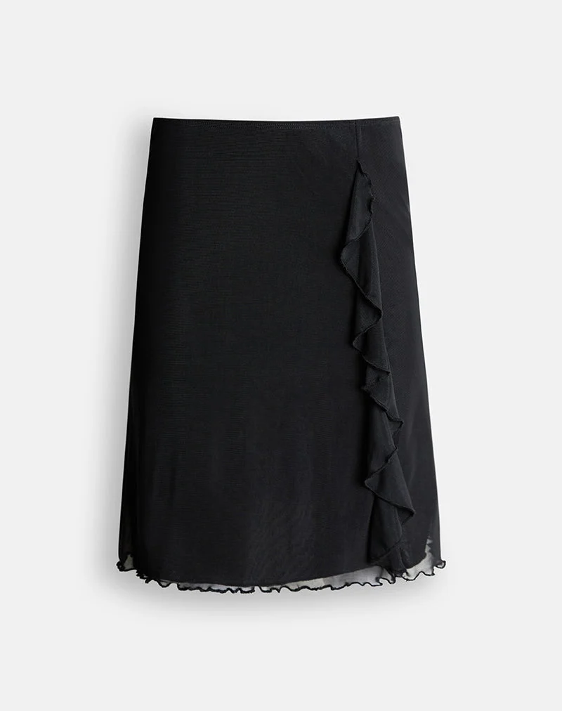 Jupe mi-longue Asiki en maille noire