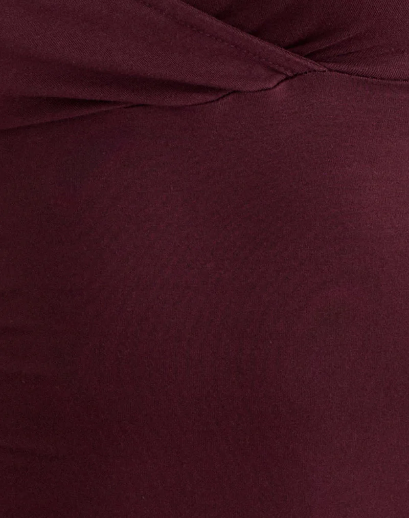 Haut croisé Trudis en jersey prune foncé