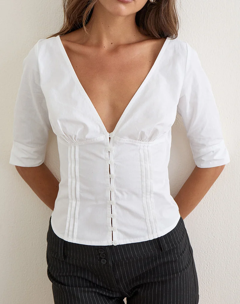 Chemisier Lailas en popeline blanche