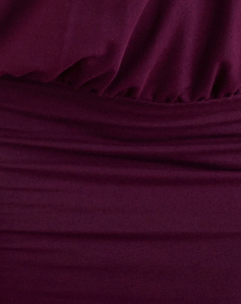 Mini-robe à manches longues et décolleté plongeant « Bede », couleur figue