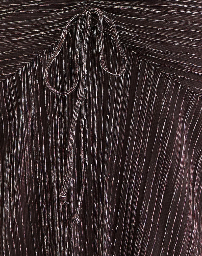 Joli haut dos nu plissé marron