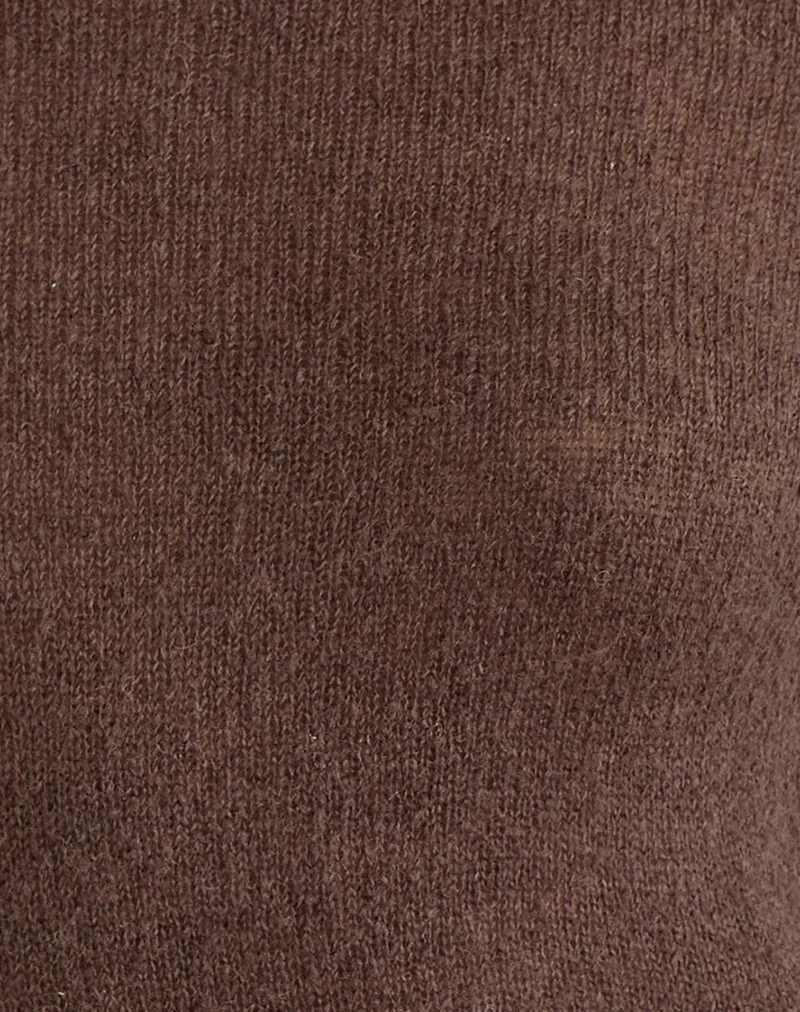 Haut à manches longues Soha en maille transparente, couleur chocolat noir