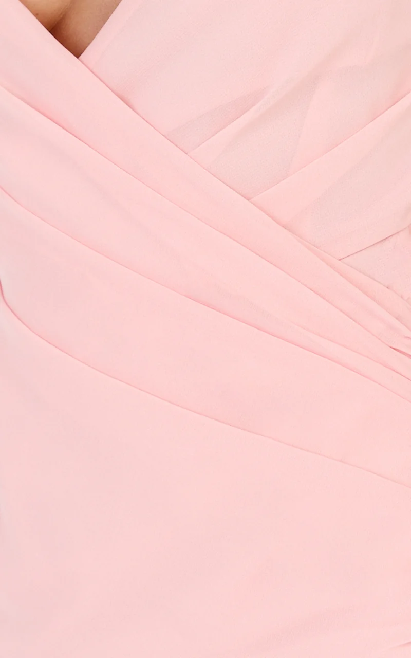 Hillary Maxi Dress - Draped V Neck Low Back Dress in Rose