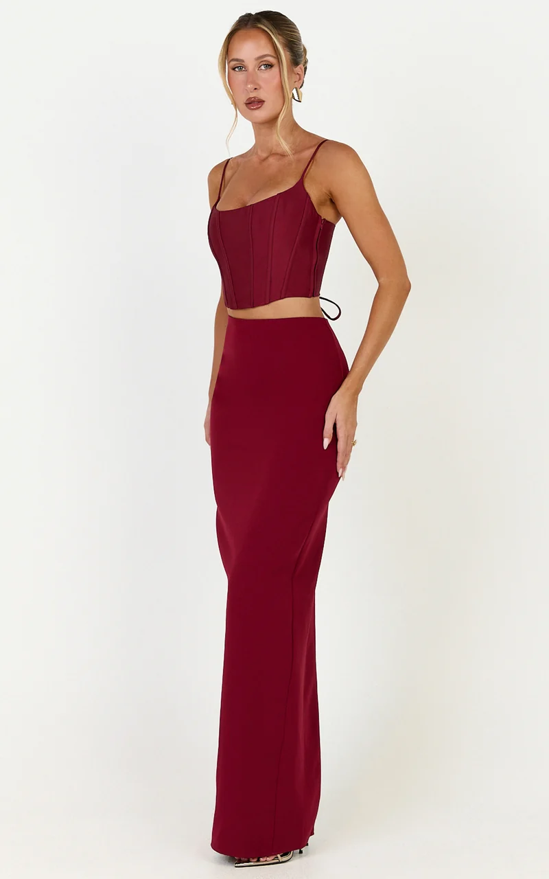 Marais Top - Lace Up Back Corset Top in Wine