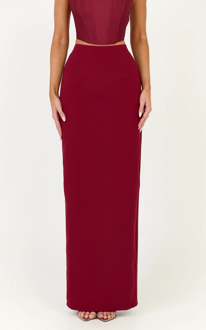 Marais Maxi Skirt - Column Skirt in Wine