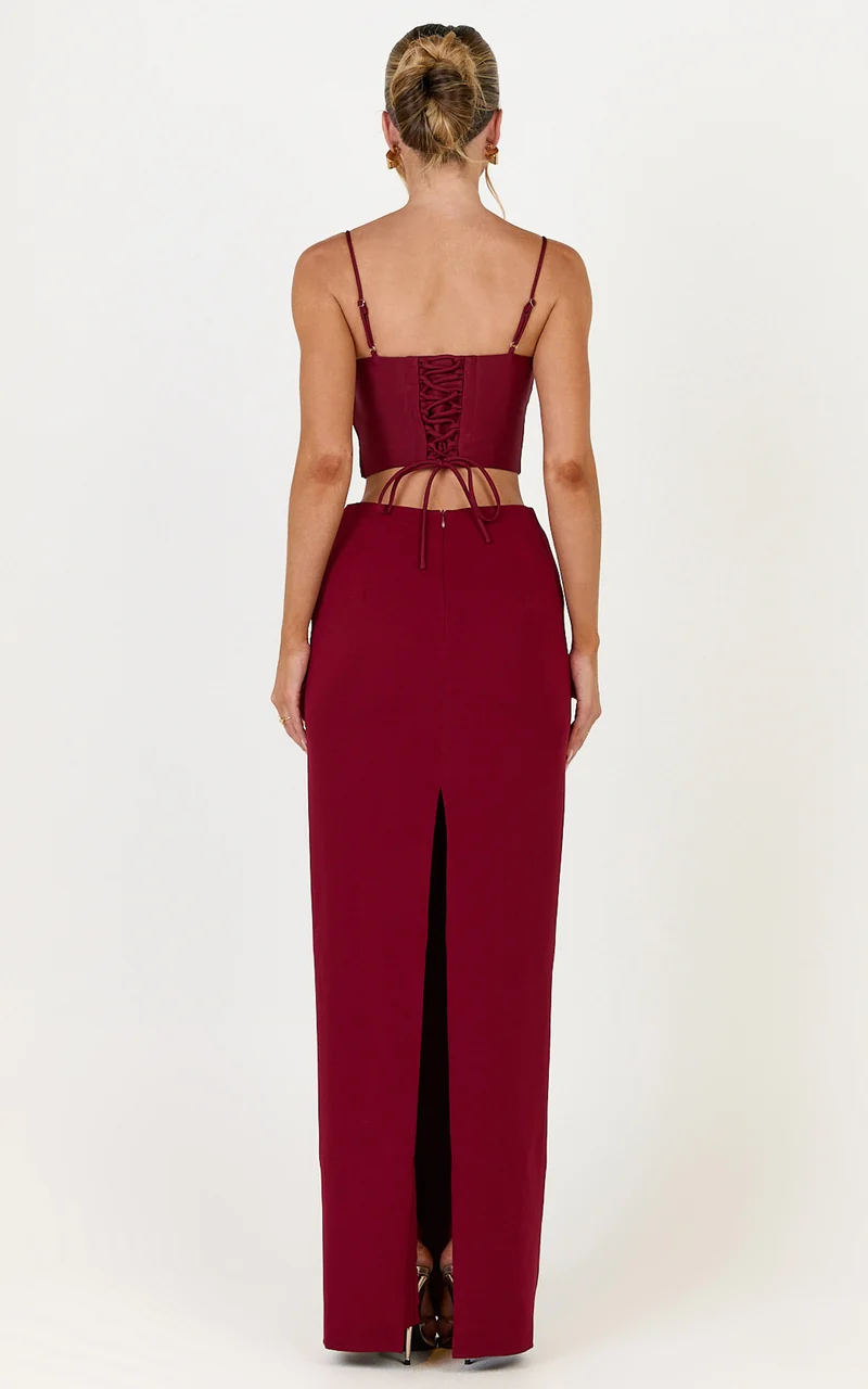 Marais Maxi Skirt - Column Skirt in Wine