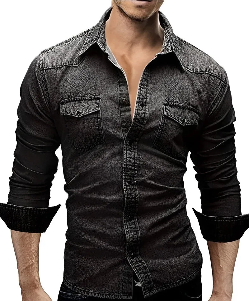 Arjun - Chemise en Jean Homme - Décontractée à Manches Longues