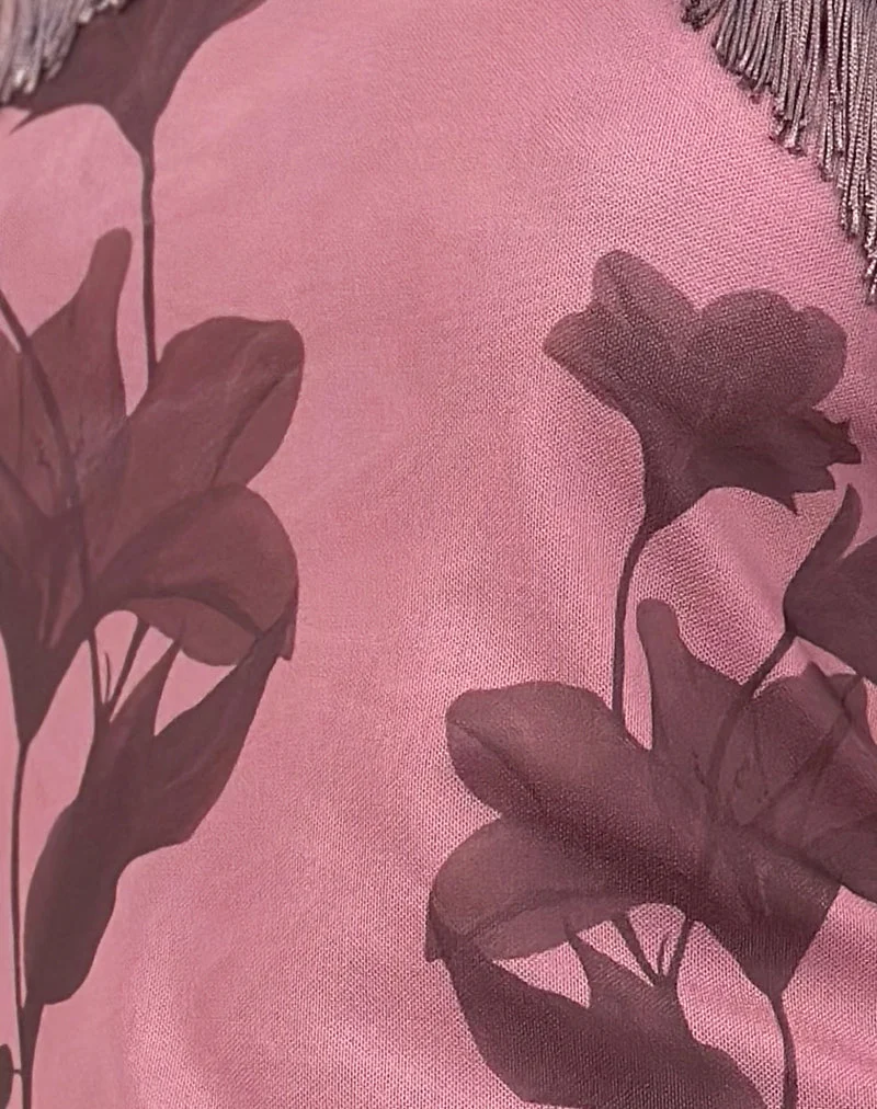 Howard Fringe Top in Tonal Flower Mauve