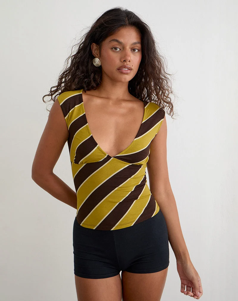 Haut Emberlo à rayures rétro, jaune