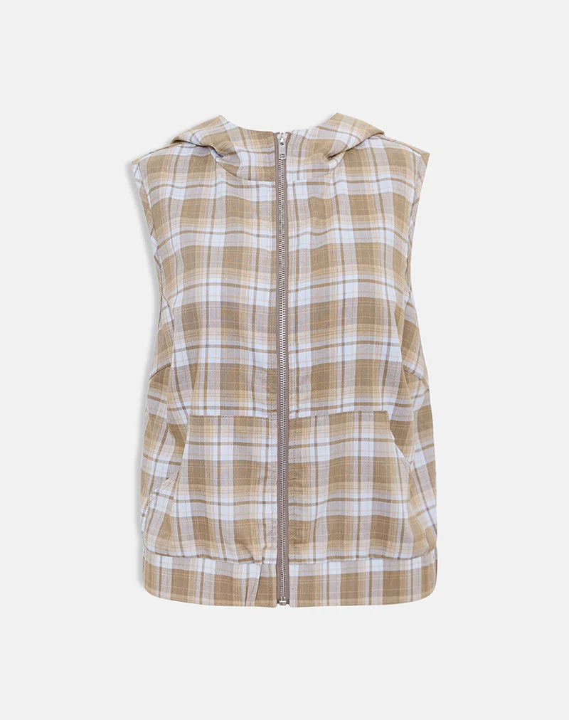 Haut à capuche Lirren, motif « Tailoring Check », marron