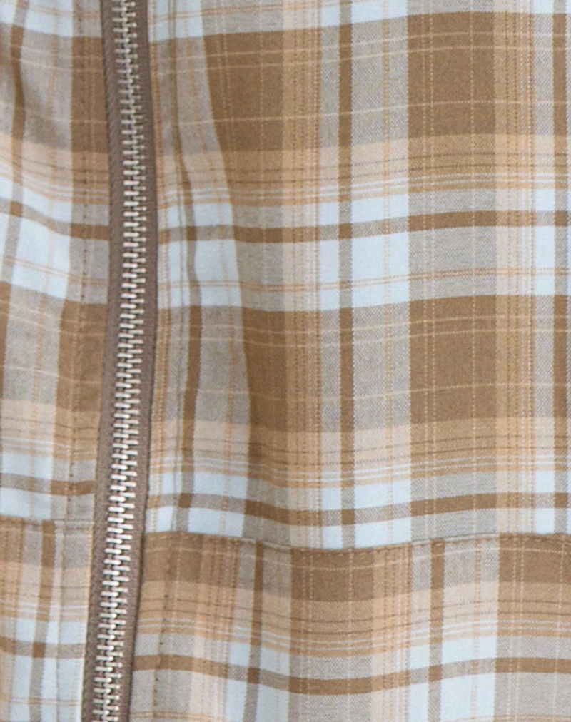 Haut à capuche Lirren, motif « Tailoring Check », marron