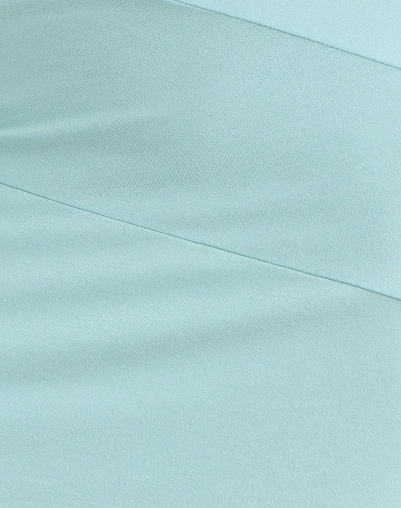 Mini-jupe asymétrique Brix en jersey à large ceinture, couleur aqua