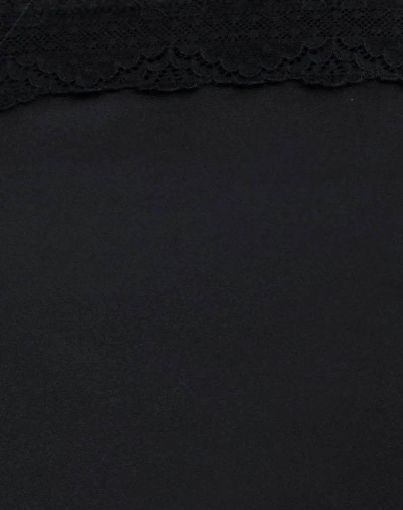 Haut bandeau Minae avec bordure en dentelle, en satin noir