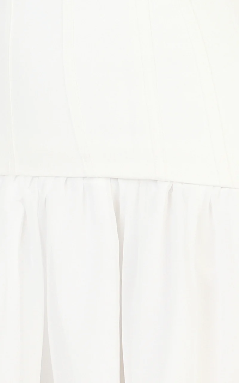 Coco Mini Dress - Corset Bodice Fit And Flare Dress in White
