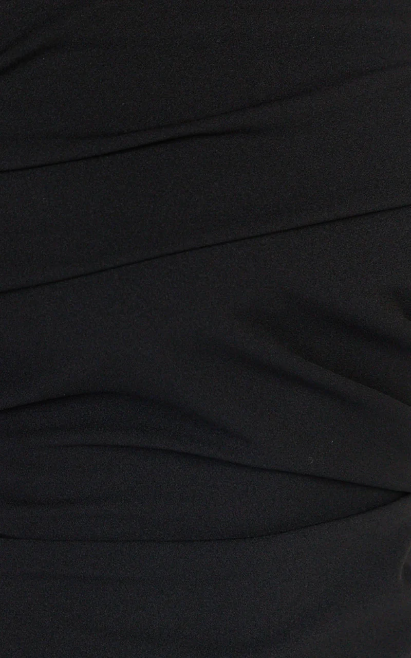 Ottilie Maxi Dress - Pin Tucked One Shoulder Fitted Dress in Black