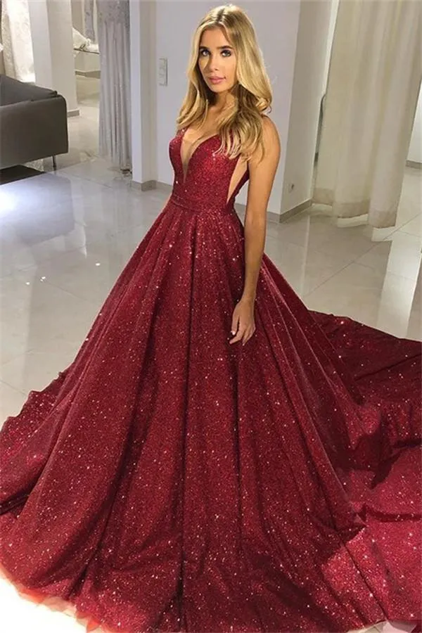 Robe de soirée bordeaux scintillante à paillettes sans manches pour bal de fin d'année et événements officiels