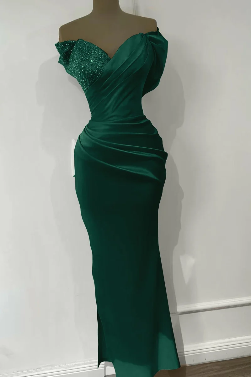 Superbe robe de soirée sirène orange à paillettes et épaules dénudées pour occasions spéciales