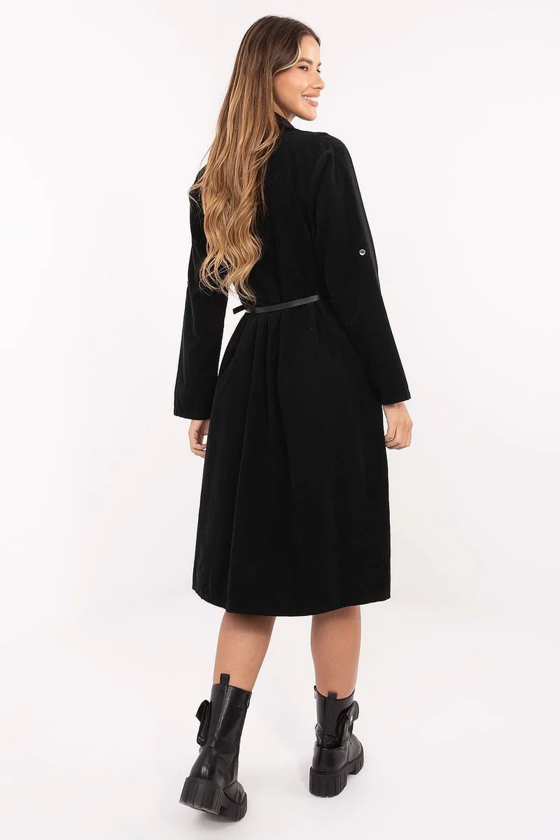 Robe chemise noire manches longues