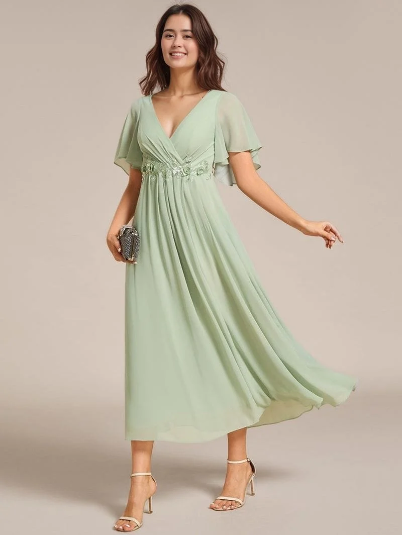 Robe pour invitée au mariage midi verte
